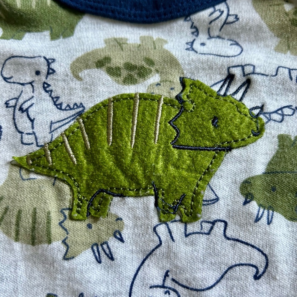 🔥Lime Green Dinosaur on Gray Baby Onesie, 6-9M
